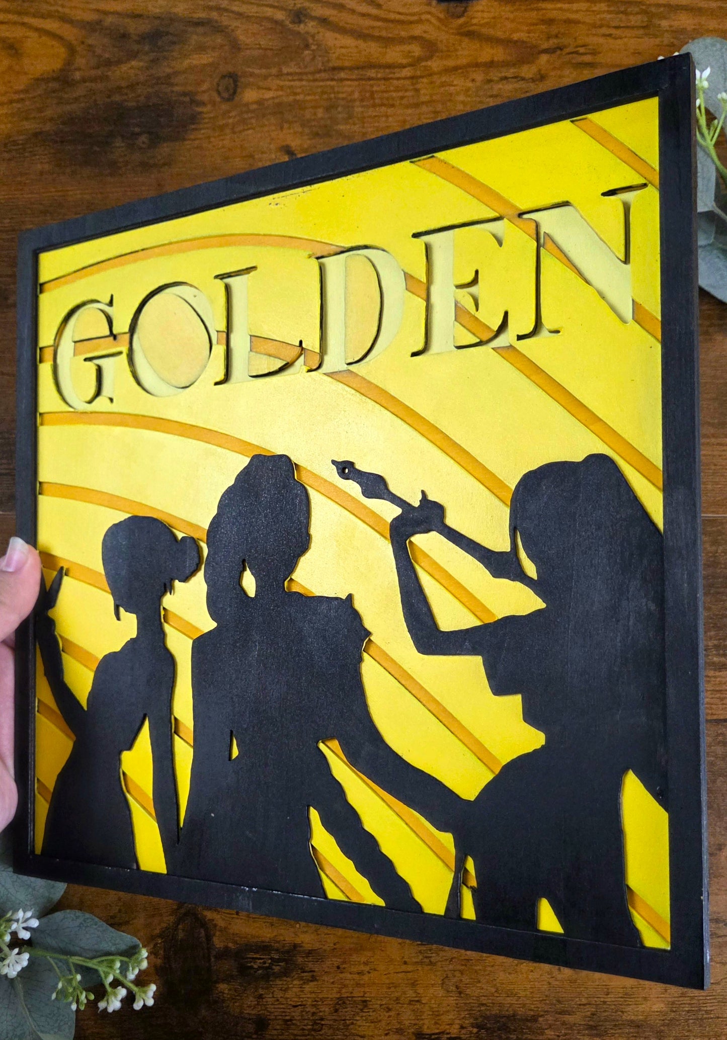 Golden Wall Art – Layered, Hand-Painted Wood Art