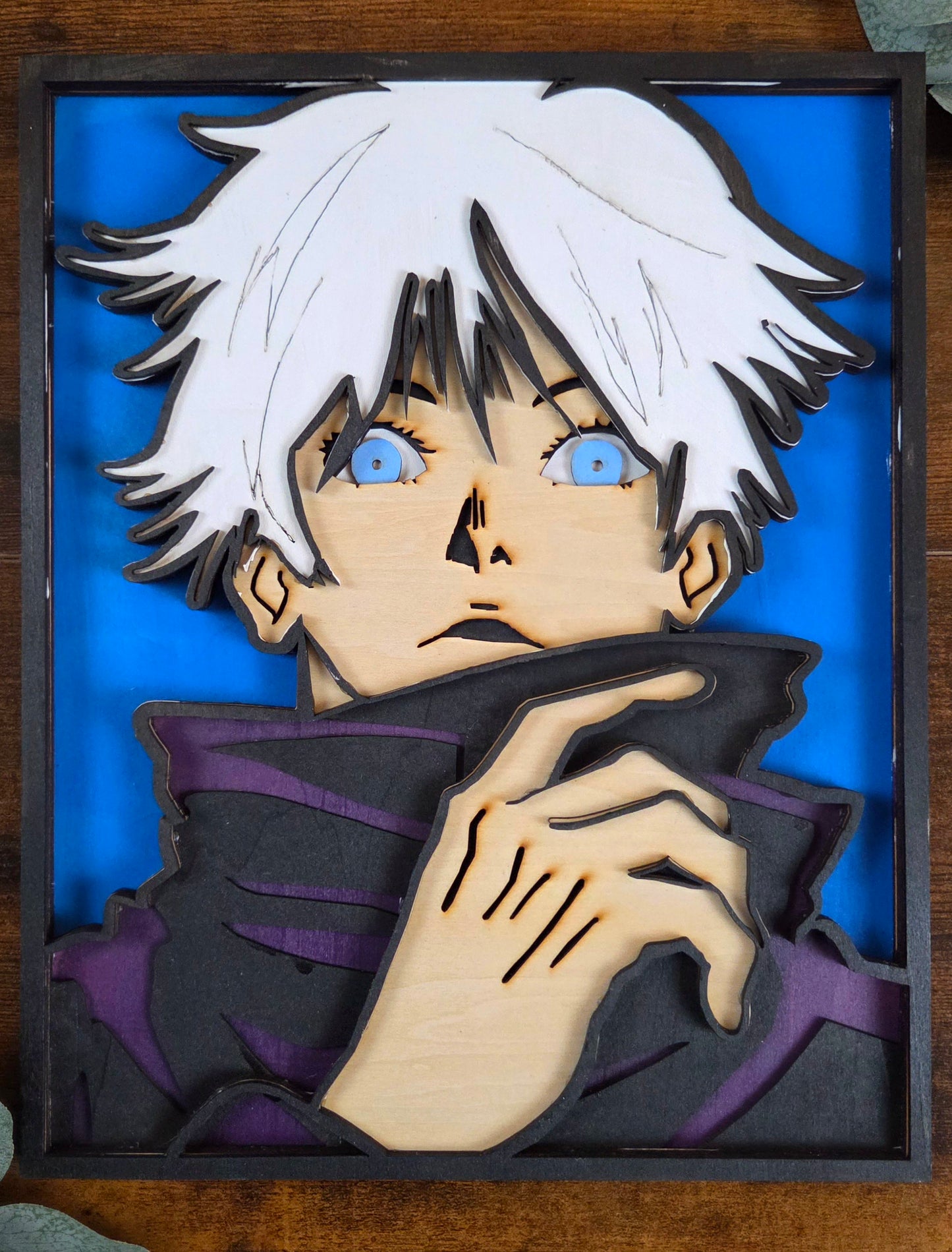 Gojo Wall Art – Layered, Hand-Painted Wood Art