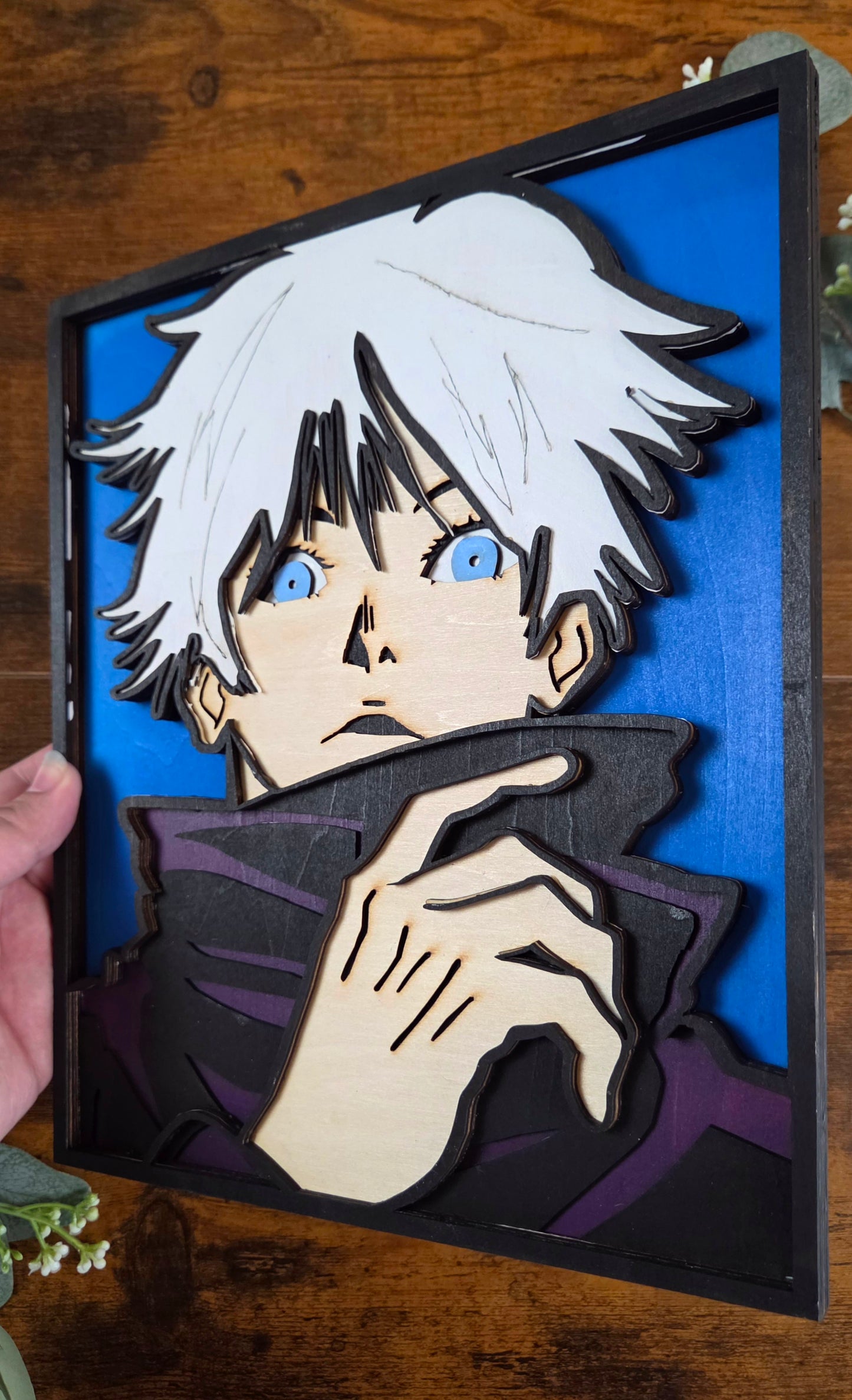 Gojo Wall Art – Layered, Hand-Painted Wood Art