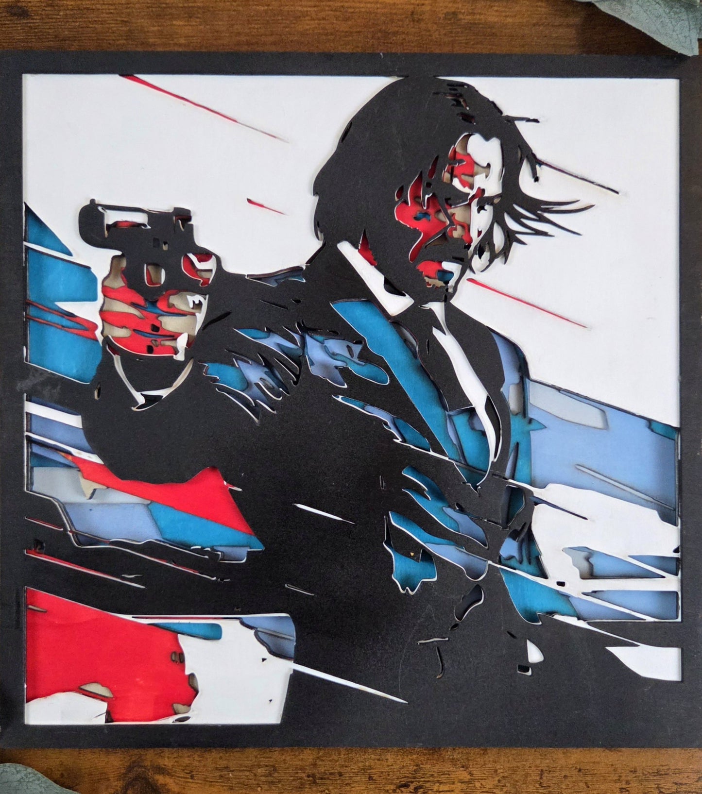 John Wick Wall Art – Layered, Hand-Painted Wood Art