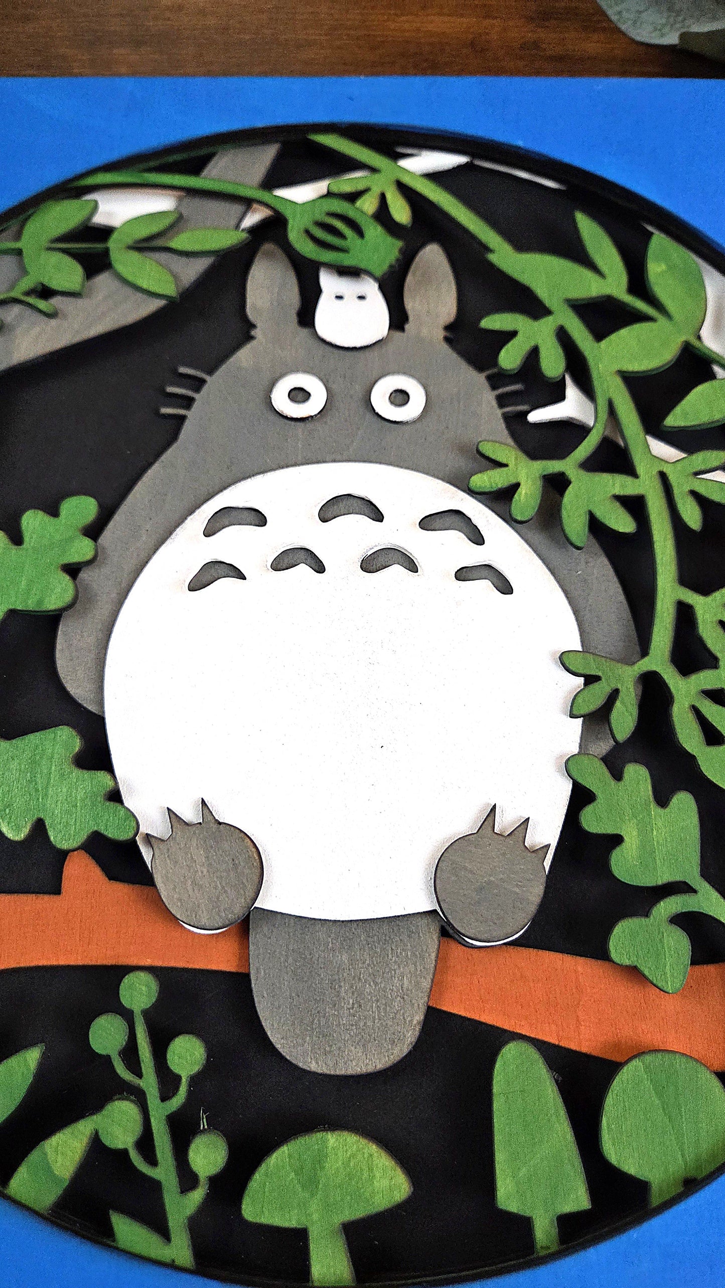 Totoro Wall Art – Layered, Hand-Painted Wood Art