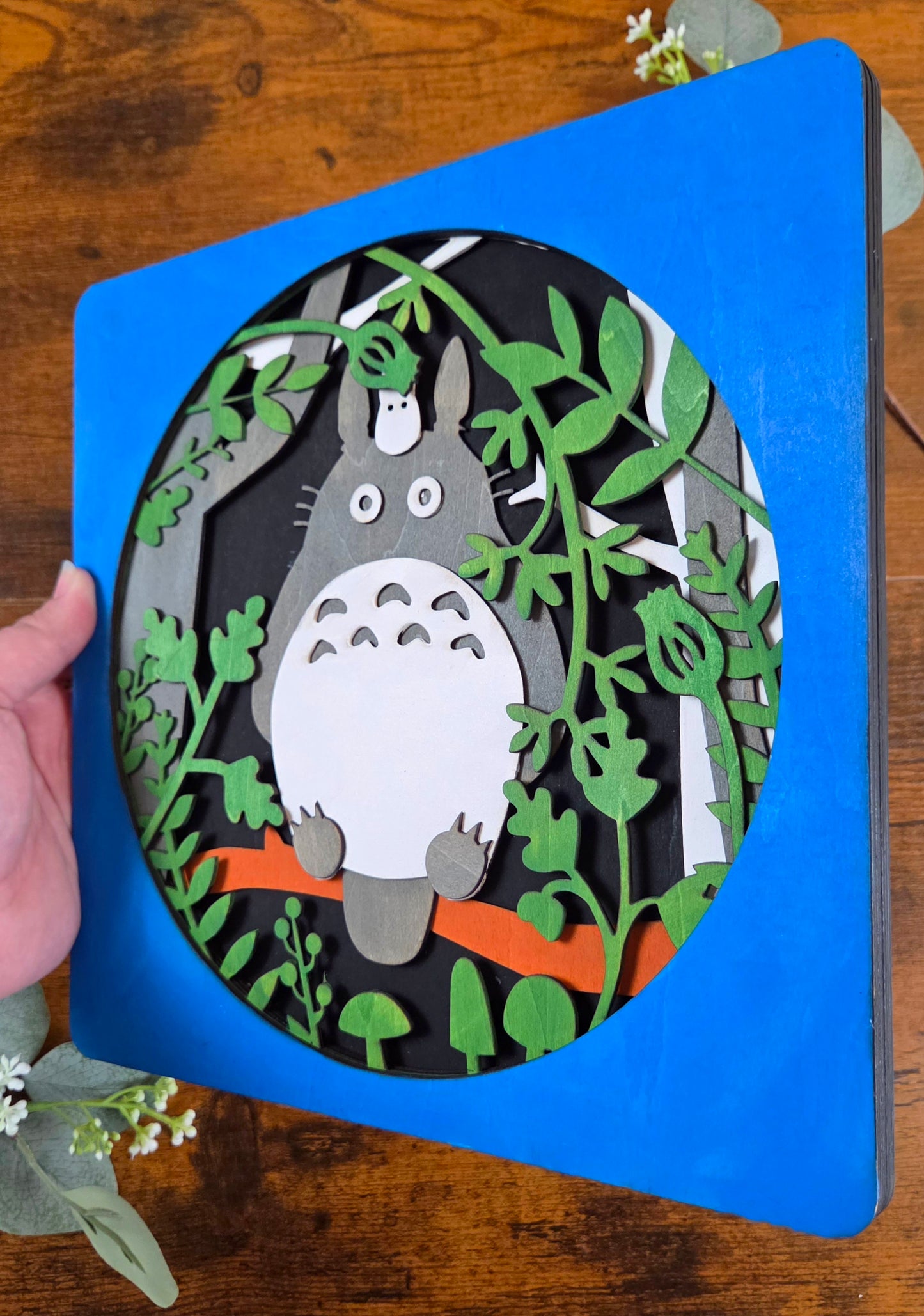 Totoro Wall Art – Layered, Hand-Painted Wood Art