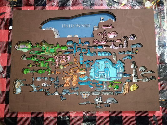 Hollow Nest Map – Layered, Hand-Painted Wood Art