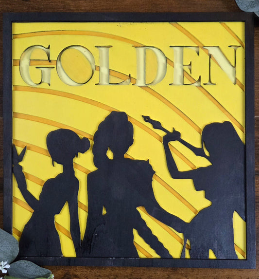 Golden Wall Art – Layered, Hand-Painted Wood Art