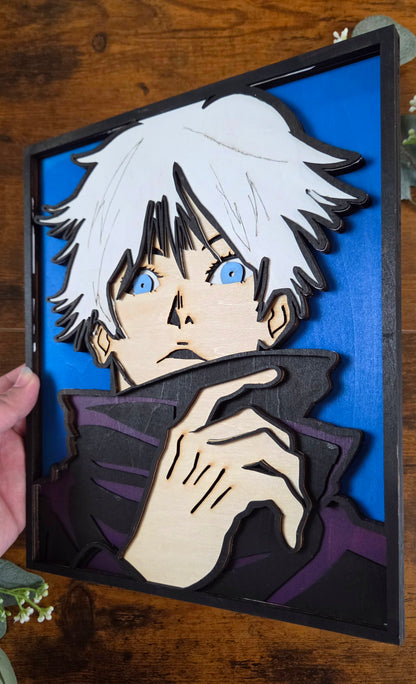 Gojo Wall Art – Layered, Hand-Painted Wood Art