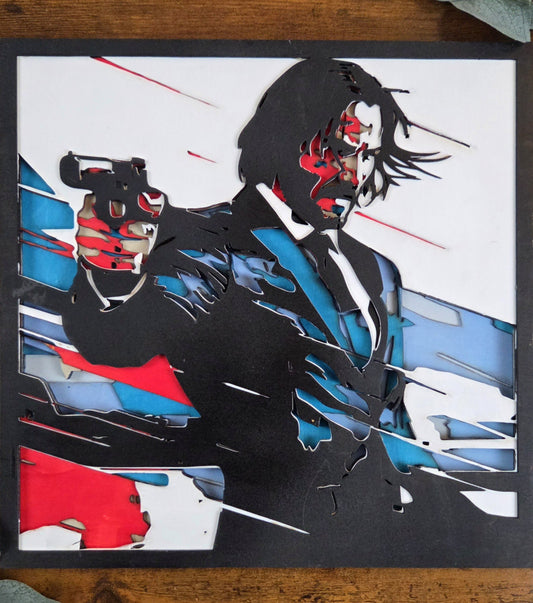 John Wick Wall Art – Layered, Hand-Painted Wood Art