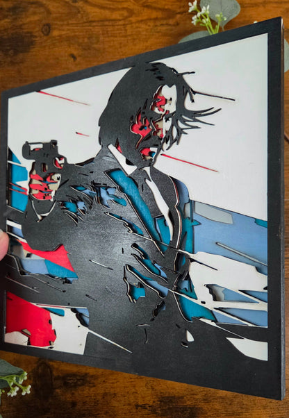 John Wick Wall Art – Layered, Hand-Painted Wood Art