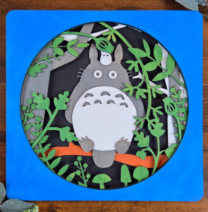Totoro Wall Art – Layered, Hand-Painted Wood Art