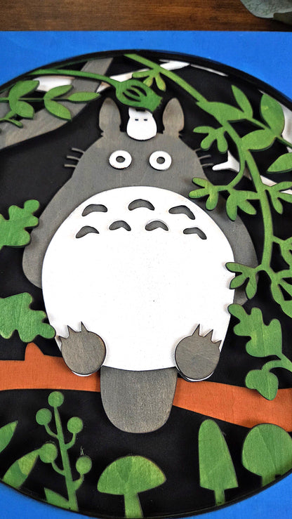 Totoro Wall Art – Layered, Hand-Painted Wood Art
