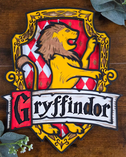 Gryffindor Wall Art – Layered, Hand-Painted Wood Art