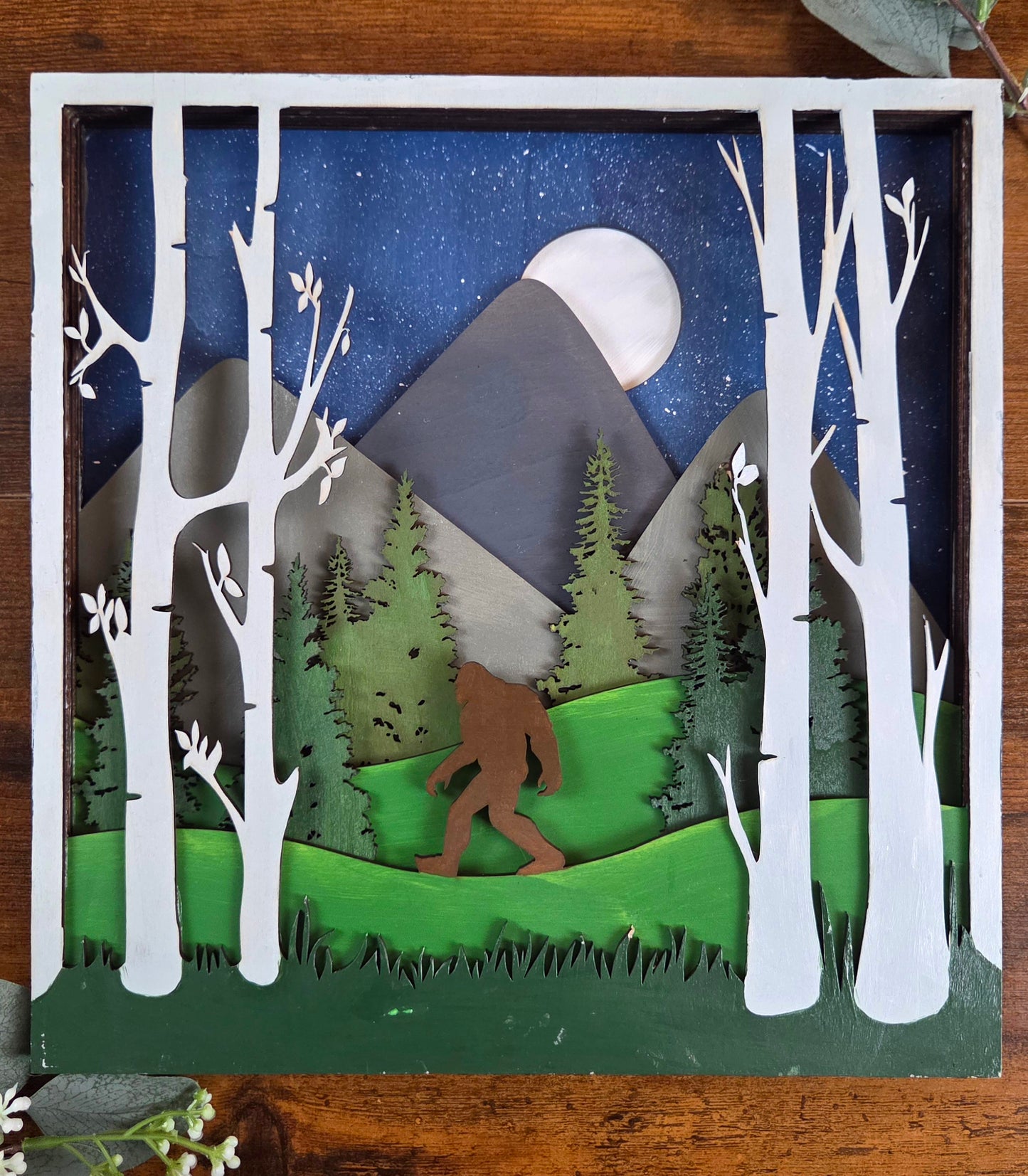 Big Foot Wall Art – Layered, Hand-Painted Wood Art
