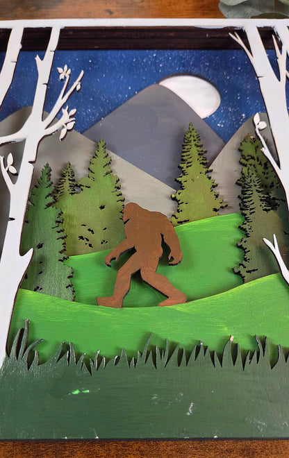 Big Foot Wall Art – Layered, Hand-Painted Wood Art