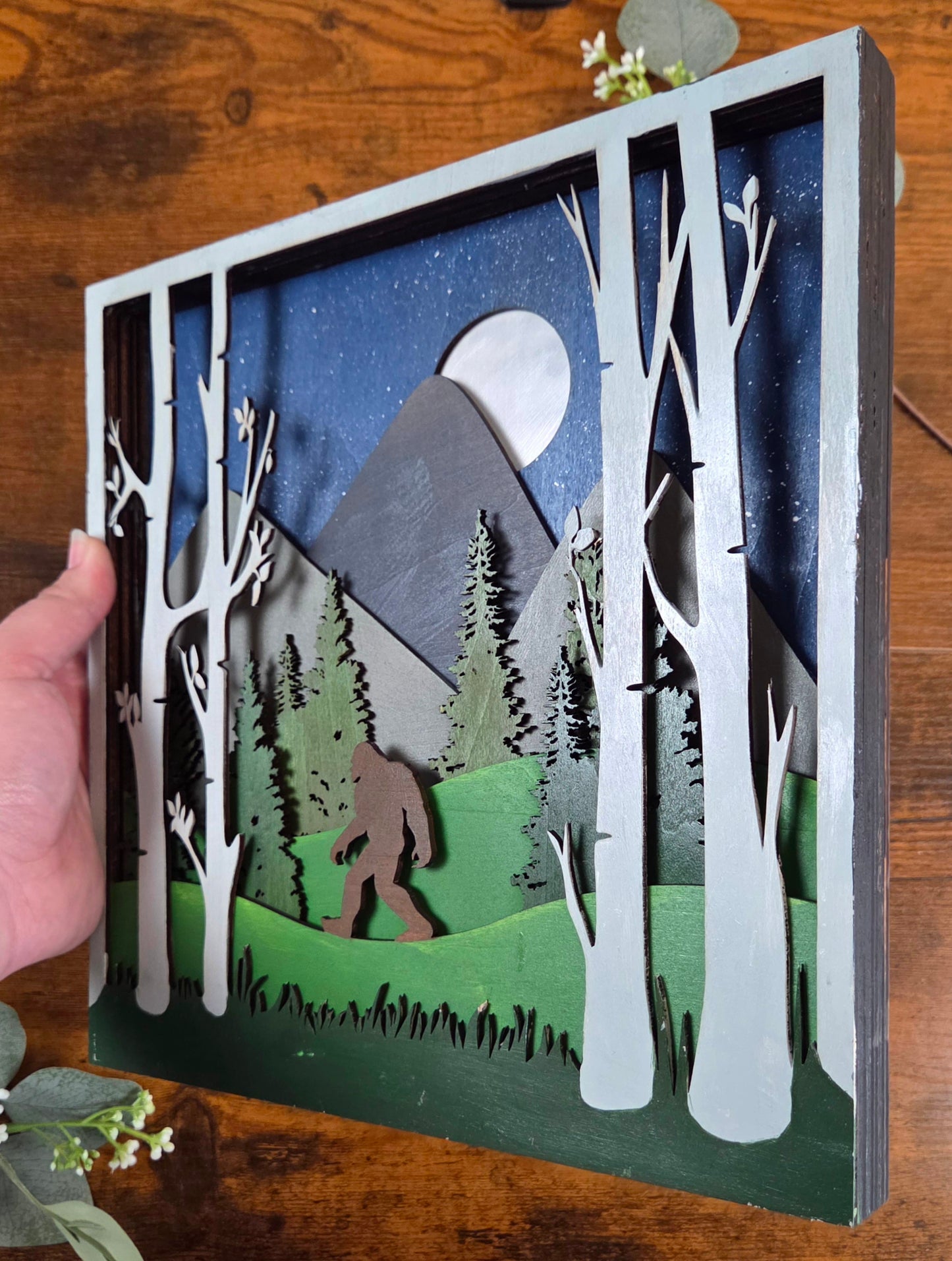 Big Foot Wall Art – Layered, Hand-Painted Wood Art