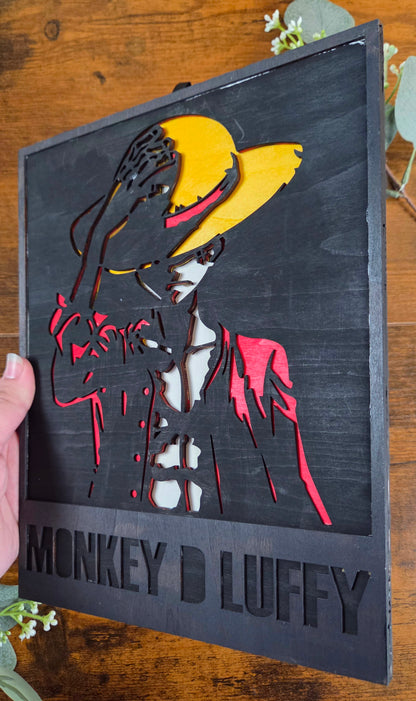 Luffy Wall Art – Layered, Hand-Painted Wood Art