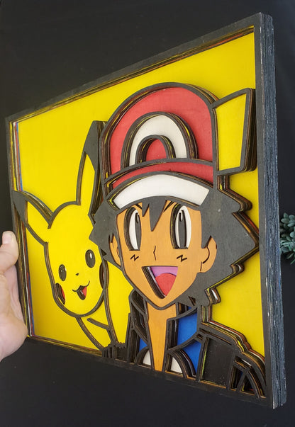 Classic Pokémon Anime Layered Wood Art