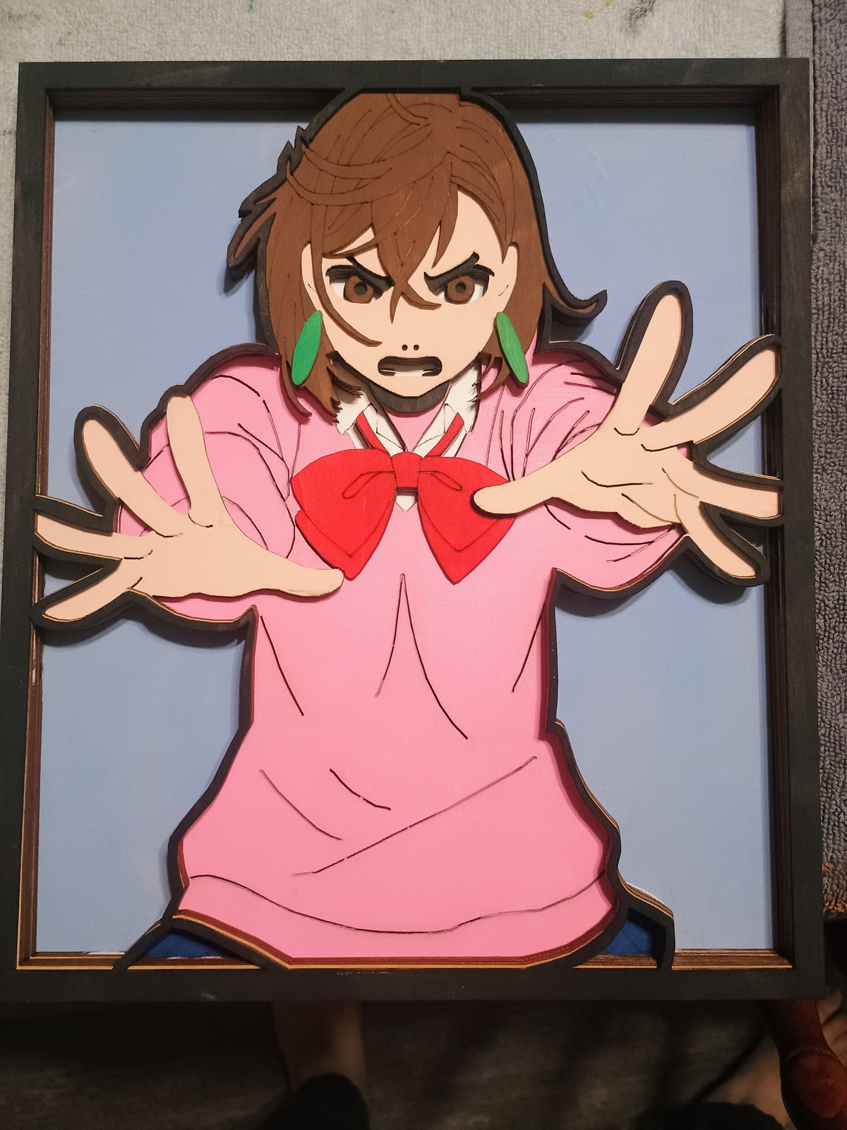 Momo Ayase Wall Art – Layered, Hand-Painted Wood Art