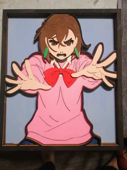 Momo Ayase Wall Art – Layered, Hand-Painted Wood Art