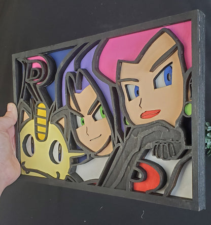 Classic Pokémon Anime Layered Wood Art