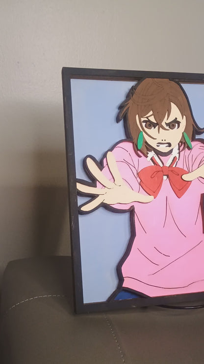 Momo Ayase Wall Art – Layered, Hand-Painted Wood Art